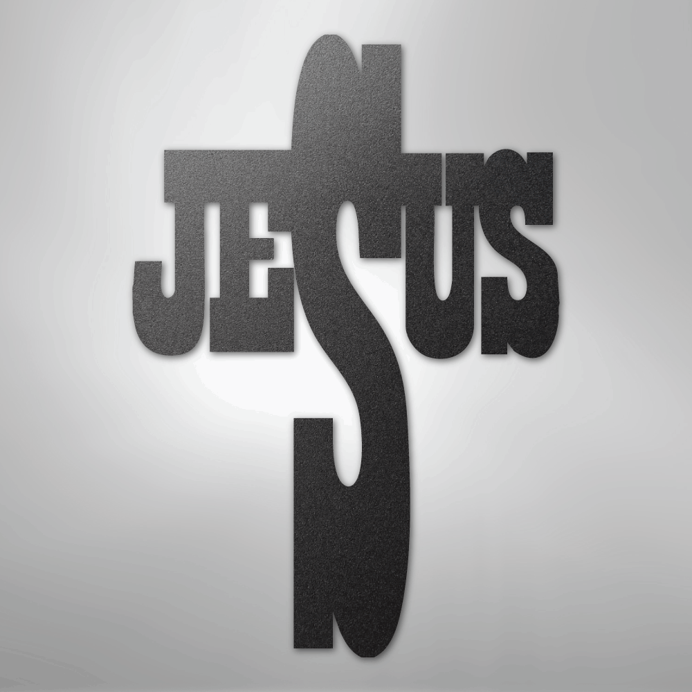 My Easy Monogram Steel Sign Black / 12" Jesus Cross - Steel Sign