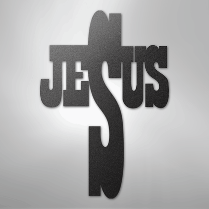 My Easy Monogram Steel Sign Black / 12" Jesus Cross - Steel Sign
