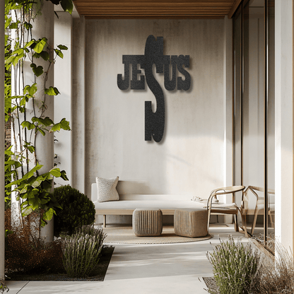 My Easy Monogram Steel Sign Black / 12" Jesus Cross - Steel Sign