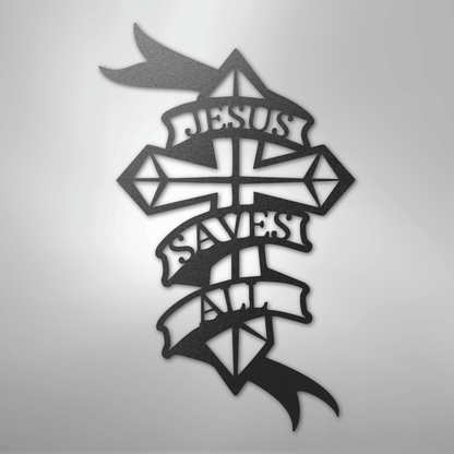 My Easy Monogram Steel Sign Black / 12" Jesus Saves All - Steel Sign
