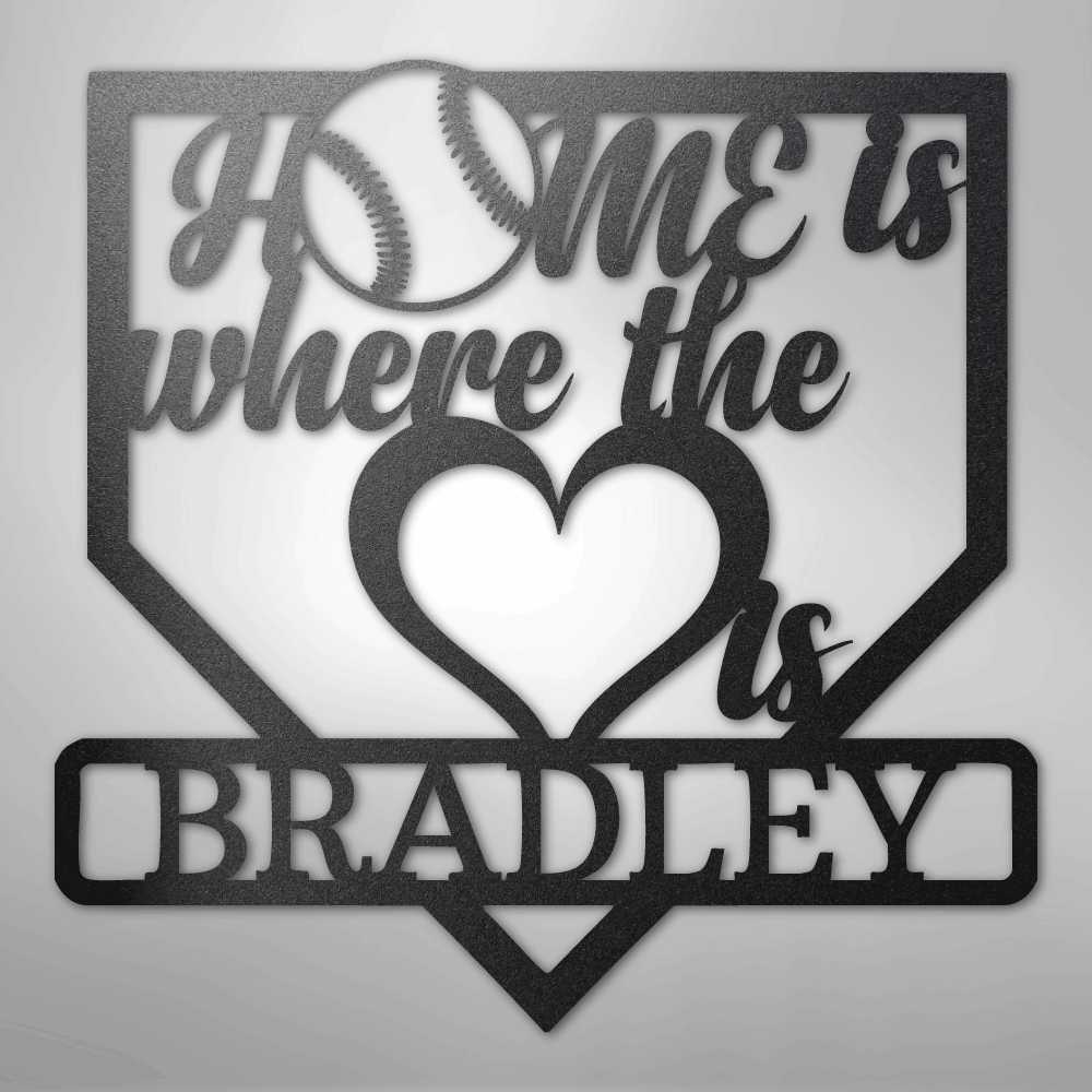 My Easy Monogram Steel Sign Black / 12" Love Baseball Monogram - Metal Sign