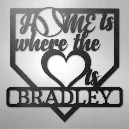 My Easy Monogram Steel Sign Black / 12" Love Baseball Monogram - Metal Sign
