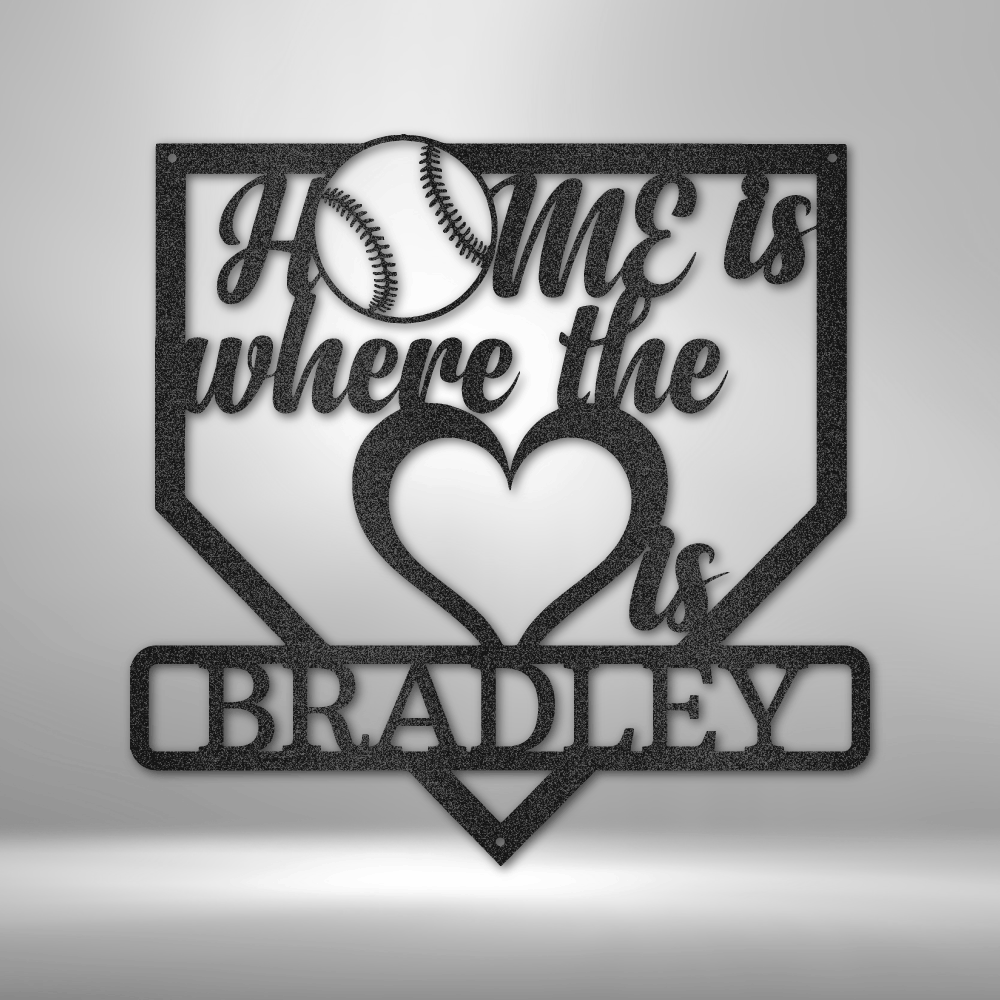 My Easy Monogram Steel Sign Black / 12" Love Baseball Monogram - Metal Sign