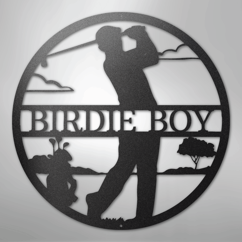 My Easy Monogram Steel Sign Black / 12" Male Golfer Monogram - Steel Sign