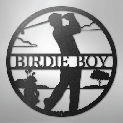 My Easy Monogram Steel Sign Black / 12" Male Golfer Monogram - Steel Sign