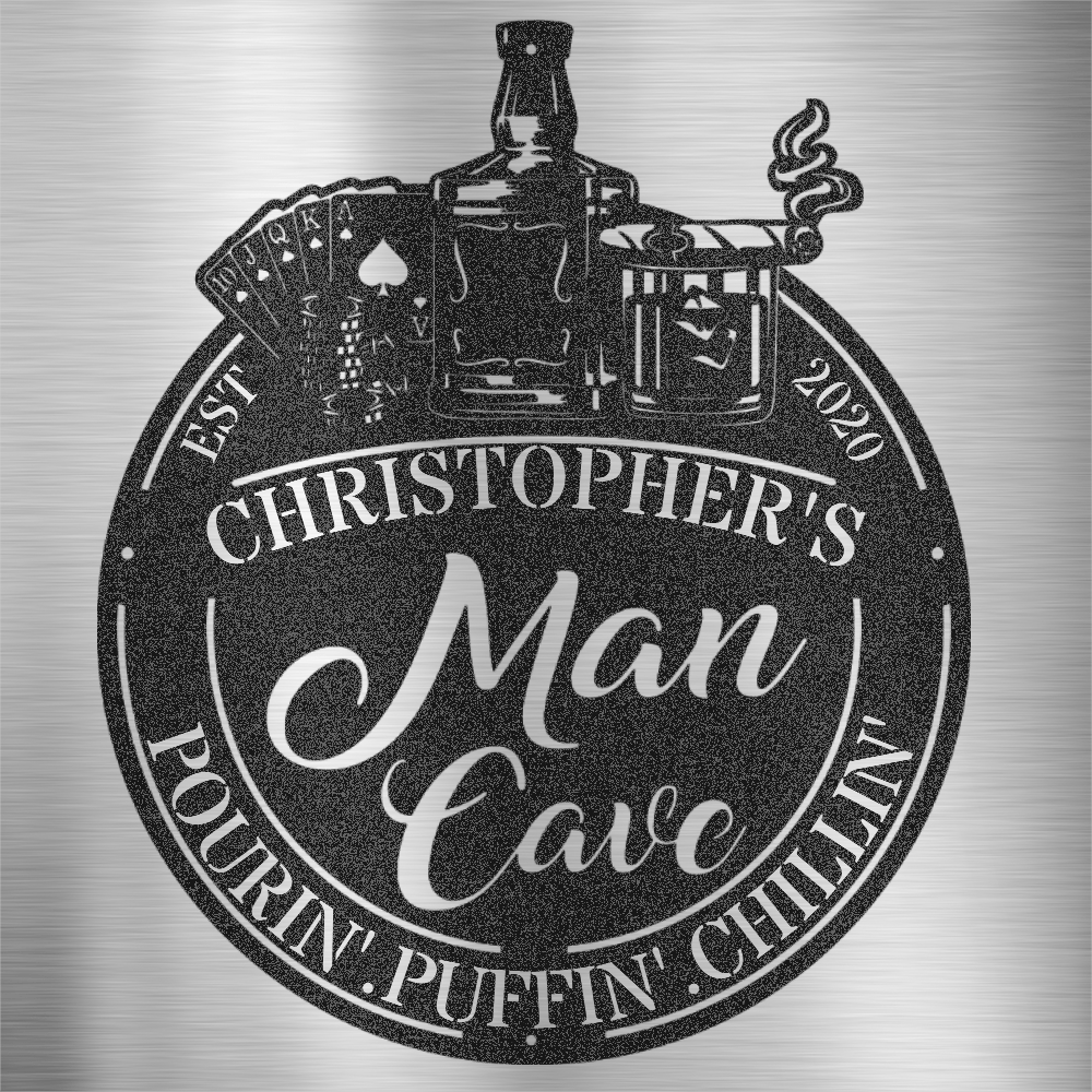 My Easy Monogram Steel Sign Black / 12 Man Cave - Steel Sign