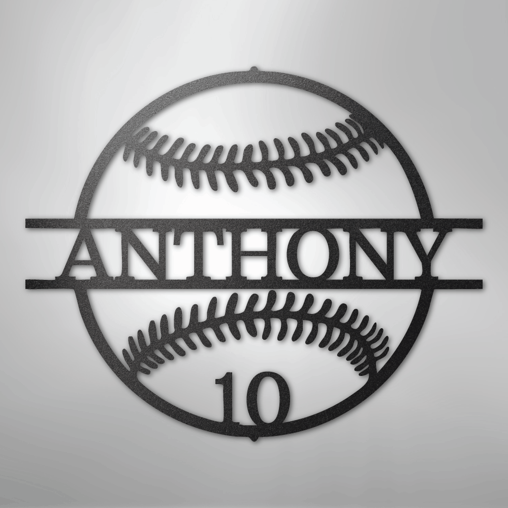 My Easy Monogram Steel Sign Black / 12" Name and Number Baseball - Metal Sign