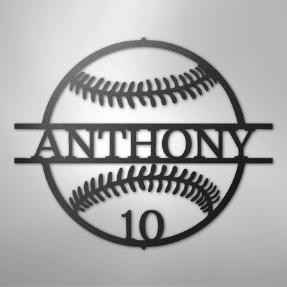 My Easy Monogram Steel Sign Black / 12" Name and Number Baseball - Metal Sign