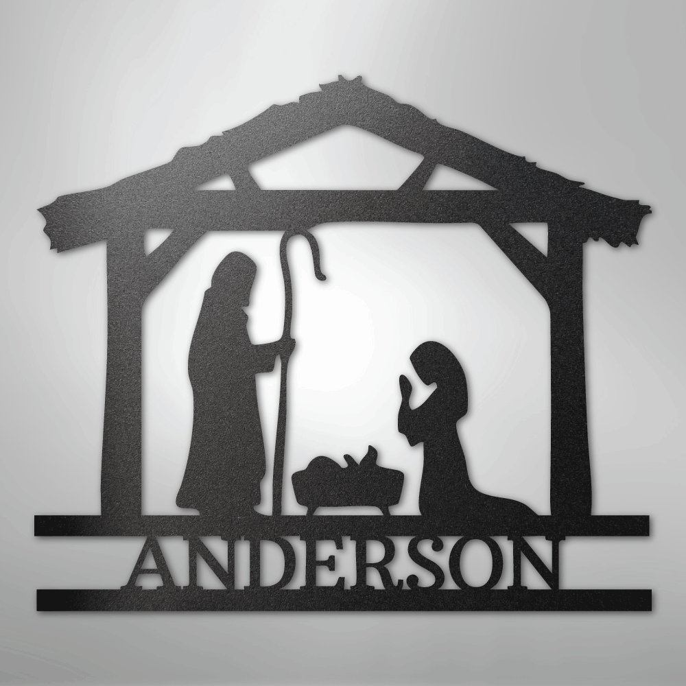 My Easy Monogram Steel Sign Black / 12" Nativity Simple Monogram - Steel Sign