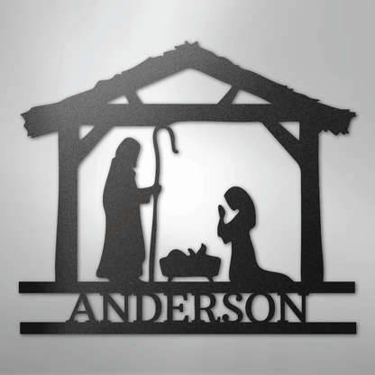 My Easy Monogram Steel Sign Black / 12" Nativity Simple Monogram - Steel Sign