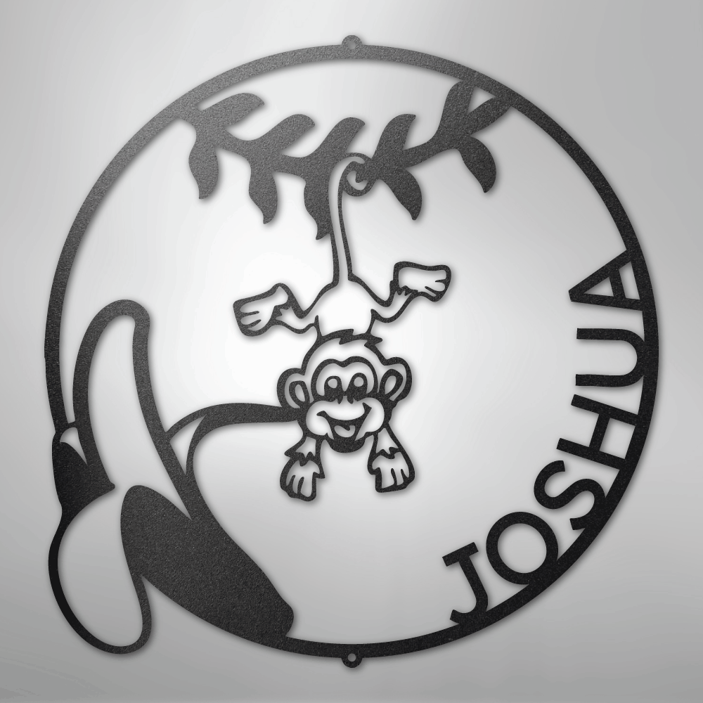 My Easy Monogram Steel Sign Black / 12" Our Little Monkey Monogram - Steel Sign