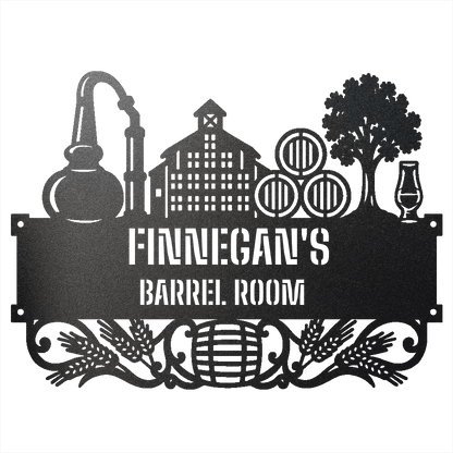 My Easy Monogram Steel Sign Black / 12 Personalized Distillery Barrel Room Metal Wall Art