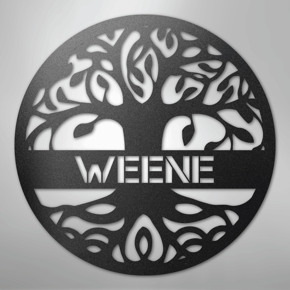 My Easy Monogram Steel Sign Black / 12" Personalized Tree of Life - Steel Sign