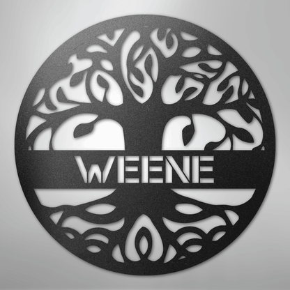 My Easy Monogram Steel Sign Black / 12" Personalized Tree of Life - Steel Sign