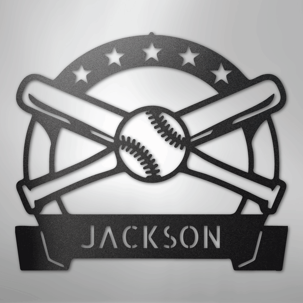 My Easy Monogram Steel Sign Black / 12" Play Ball Monogram - Metal Sign