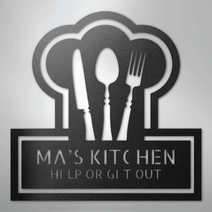 My Easy Monogram Steel Sign Black / 12" Ruler Of The Kitchen Monogram - Steel Sign