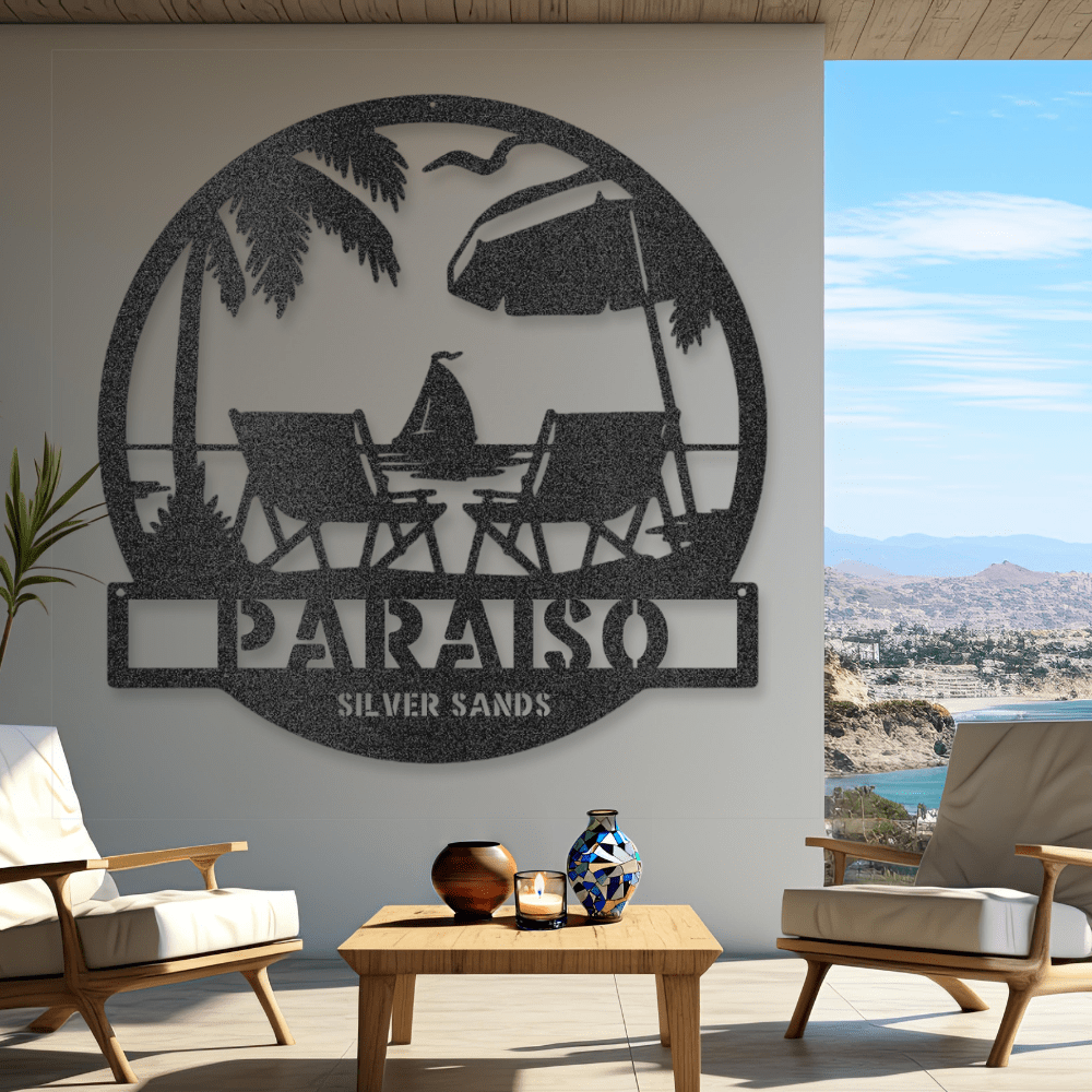 My Easy Monogram Steel Sign Black / 12 Sail-a-way Paradise Monogram