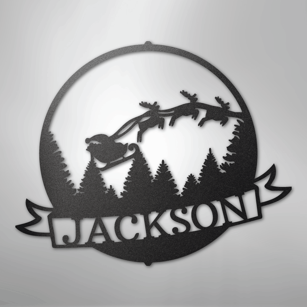 My Easy Monogram Steel Sign Black / 12" Santa's Journey Monogram - Steel Sign