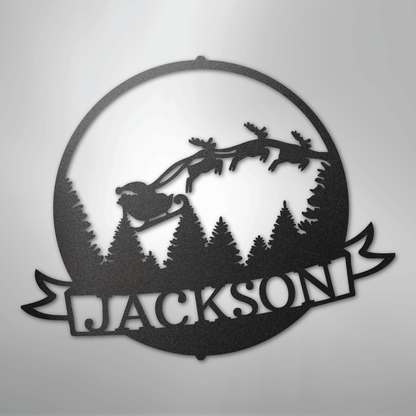 My Easy Monogram Steel Sign Black / 12" Santa's Journey Monogram - Steel Sign