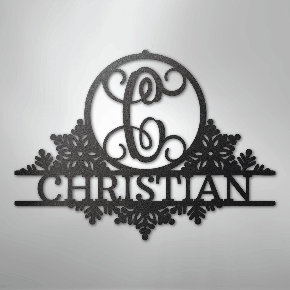 My Easy Monogram Steel Sign Black / 12" Snowfall Initial Monogram - Steel Sign