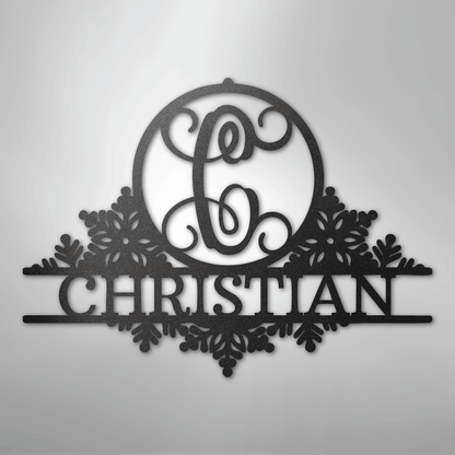 My Easy Monogram Steel Sign Black / 12" Snowfall Initial Monogram - Steel Sign
