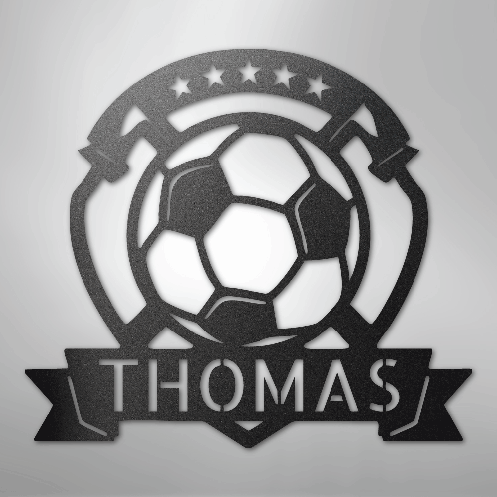 My Easy Monogram Steel Sign Black / 12" Soccer Plaque Monogram - Steel Sign