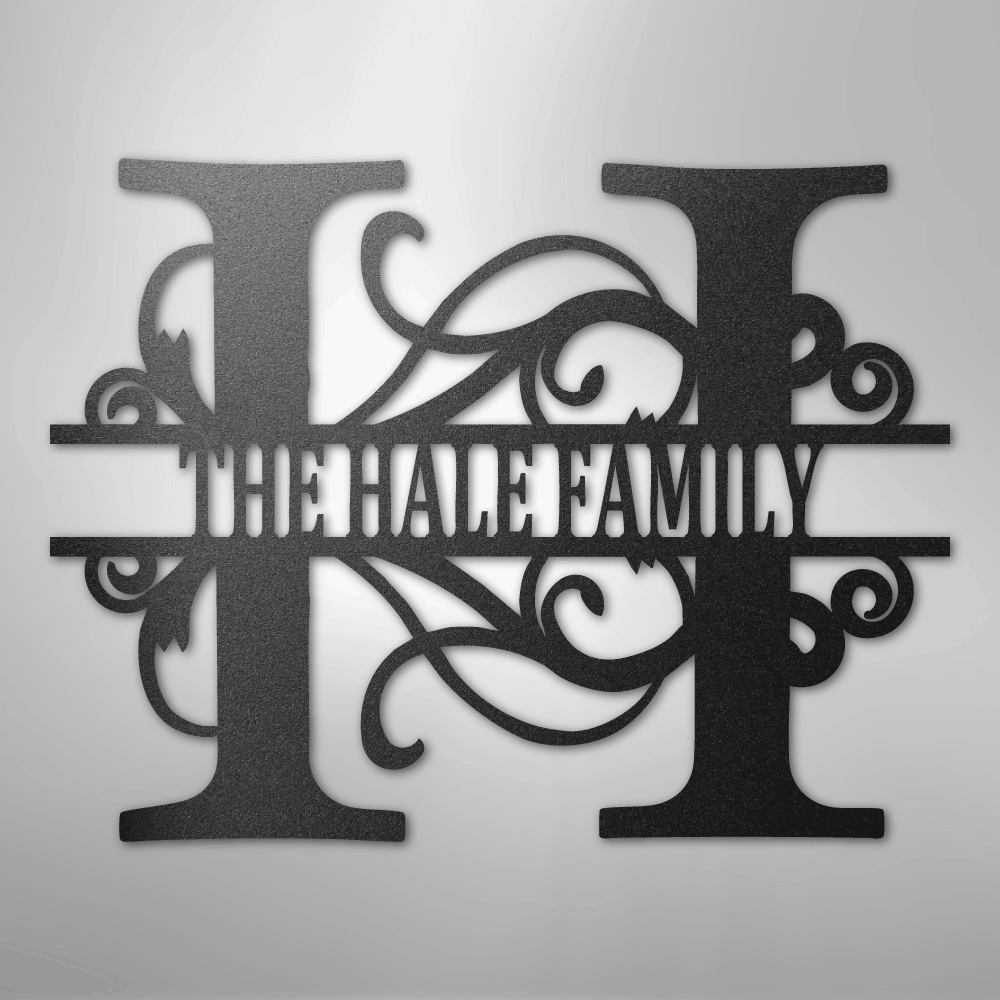 My Easy Monogram Steel Sign Black / 12" Split Letter Monogram - Steel Sign