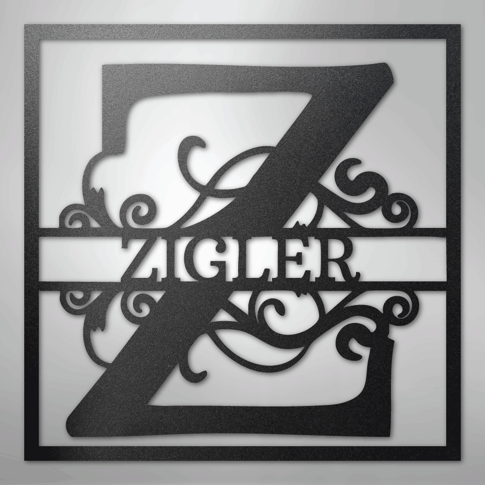 My Easy Monogram Steel Sign Black / 12" Split Square Monogram - Steel Sign