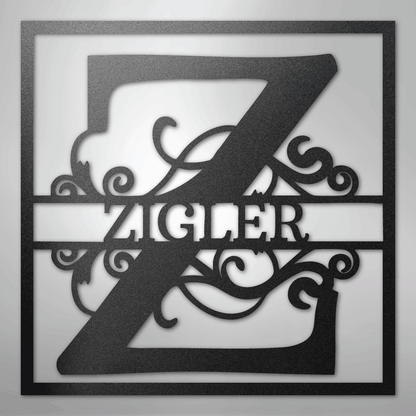 My Easy Monogram Steel Sign Black / 12" Split Square Monogram - Steel Sign