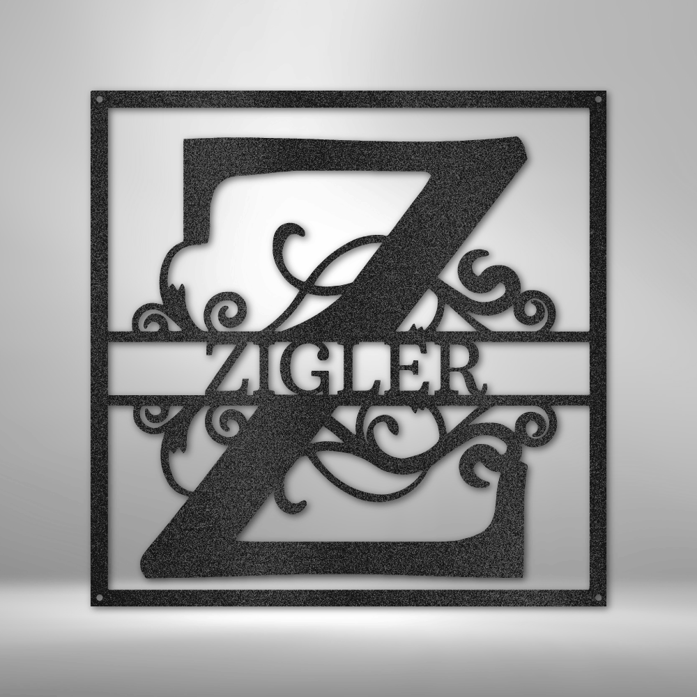 My Easy Monogram Steel Sign Black / 12" Split Square Monogram - Steel Sign