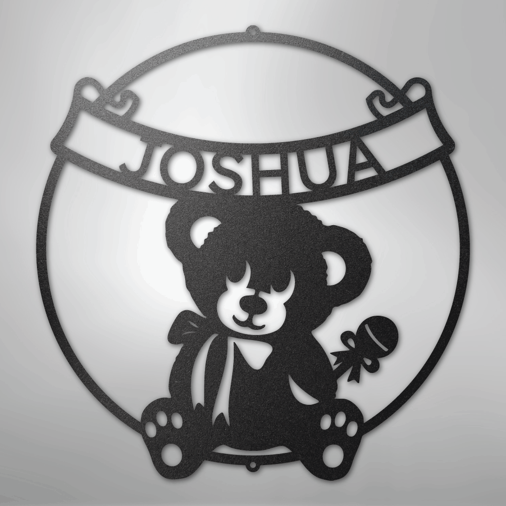 My Easy Monogram Steel Sign Black / 12" Teddy Banner Monogram - Steel Sign