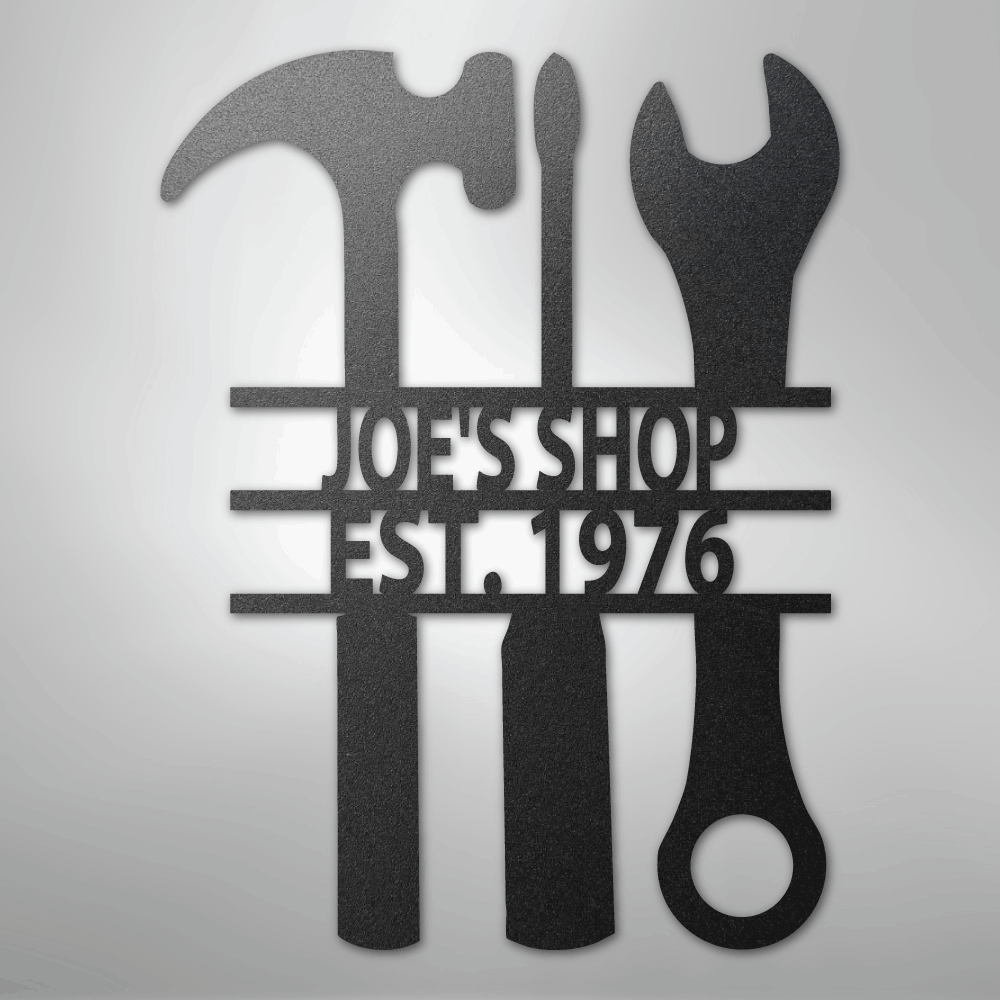 My Easy Monogram Steel Sign Black / 12" The Garage - Steel Sign