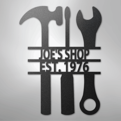 My Easy Monogram Steel Sign Black / 12" The Garage - Steel Sign