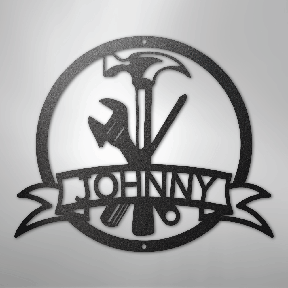 My Easy Monogram Steel Sign Black / 12" Tool Man Monogram - Steel Sign