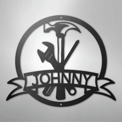 My Easy Monogram Steel Sign Black / 12" Tool Man Monogram - Steel Sign
