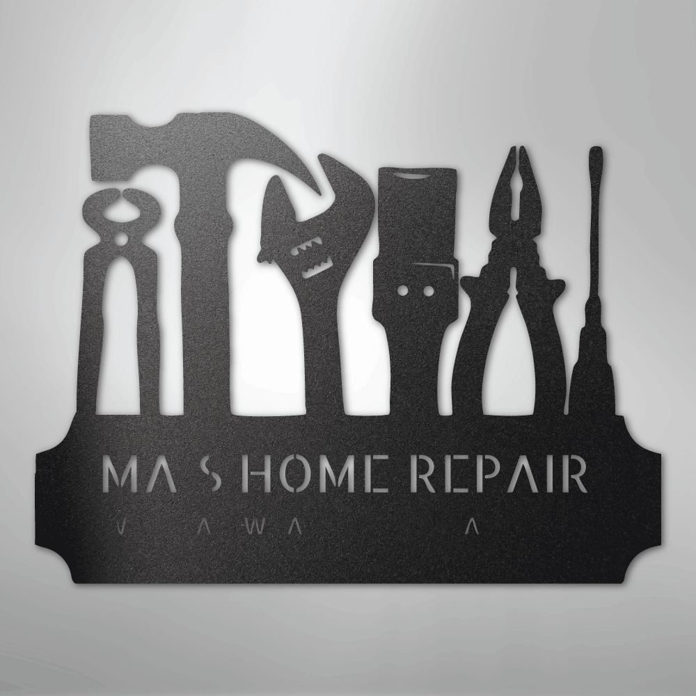 My Easy Monogram Steel Sign Black / 12" Tool Time Monogram - Steel Sign