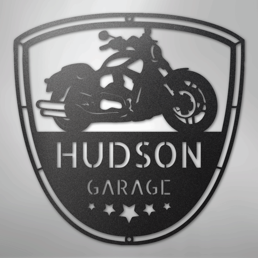 My Easy Monogram Steel Sign Black / 12" Two Wheels Move The Soul Monogram - Steel Sign