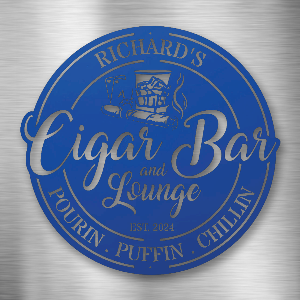 My Easy Monogram Steel Sign Blue / 12 Cigar Bar and Lounge - Steel Sign