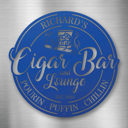 My Easy Monogram Steel Sign Blue / 12 Cigar Bar and Lounge - Steel Sign