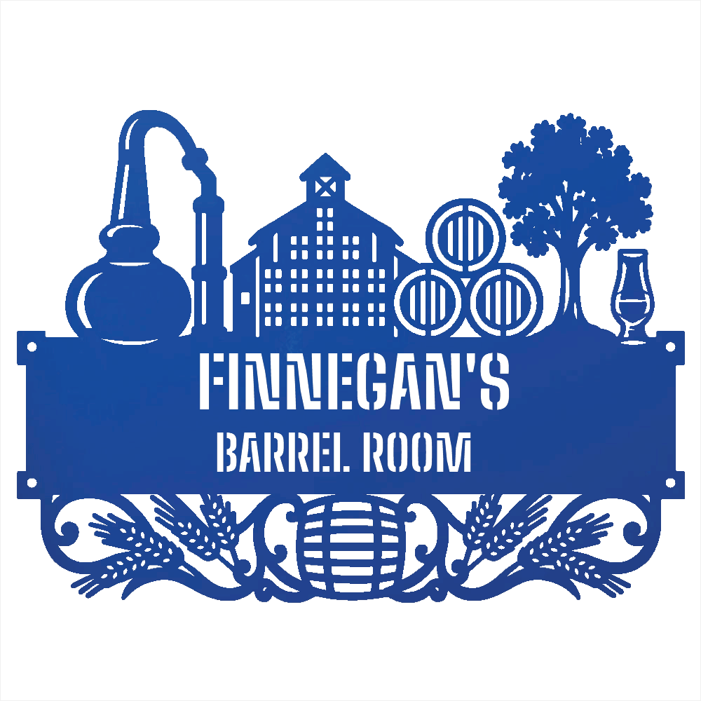 My Easy Monogram Steel Sign Blue / 12 Personalized Distillery Barrel Room Metal Wall Art