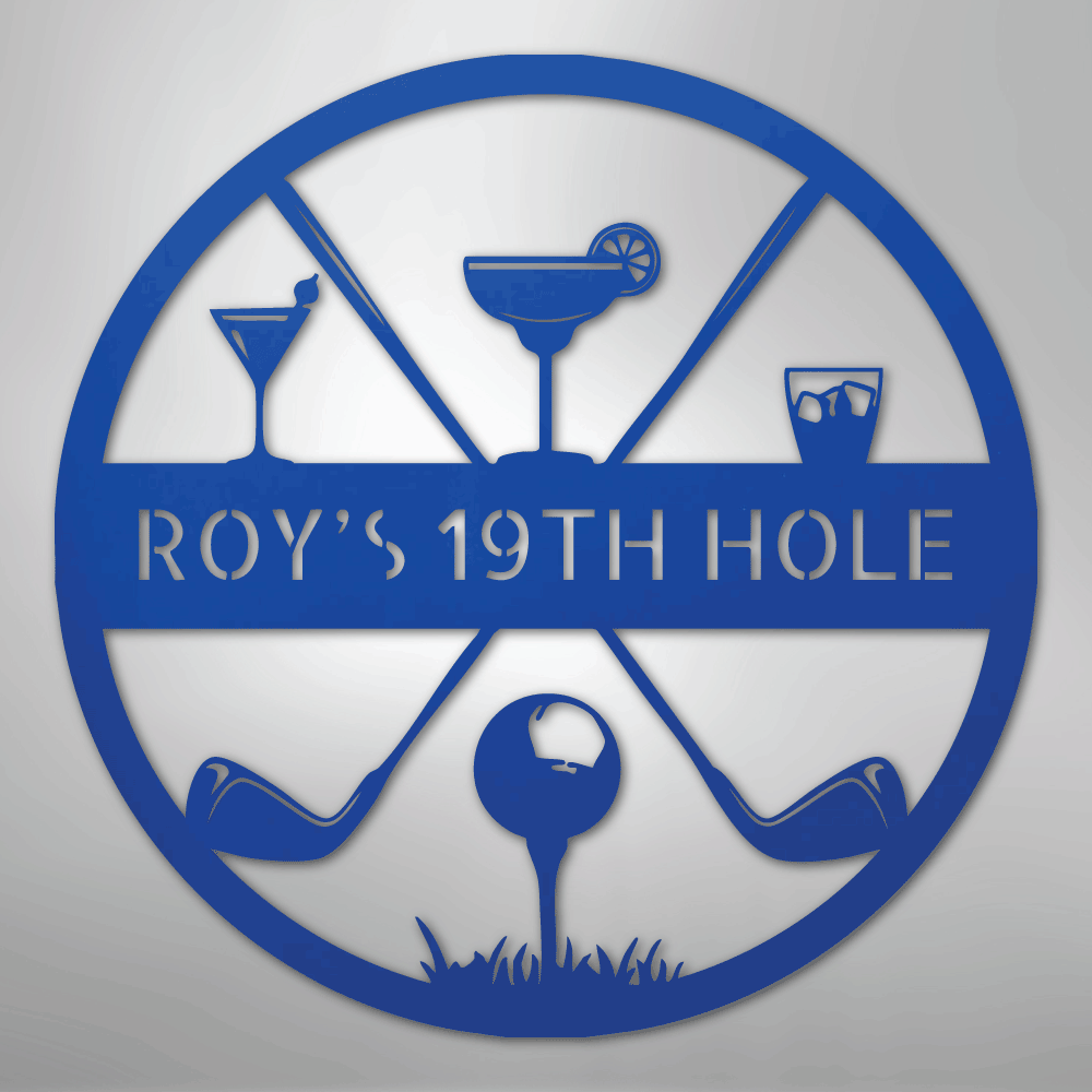 My Easy Monogram Steel Sign Blue / 24" 19th Hole Casual Monogram - Steel Sign
