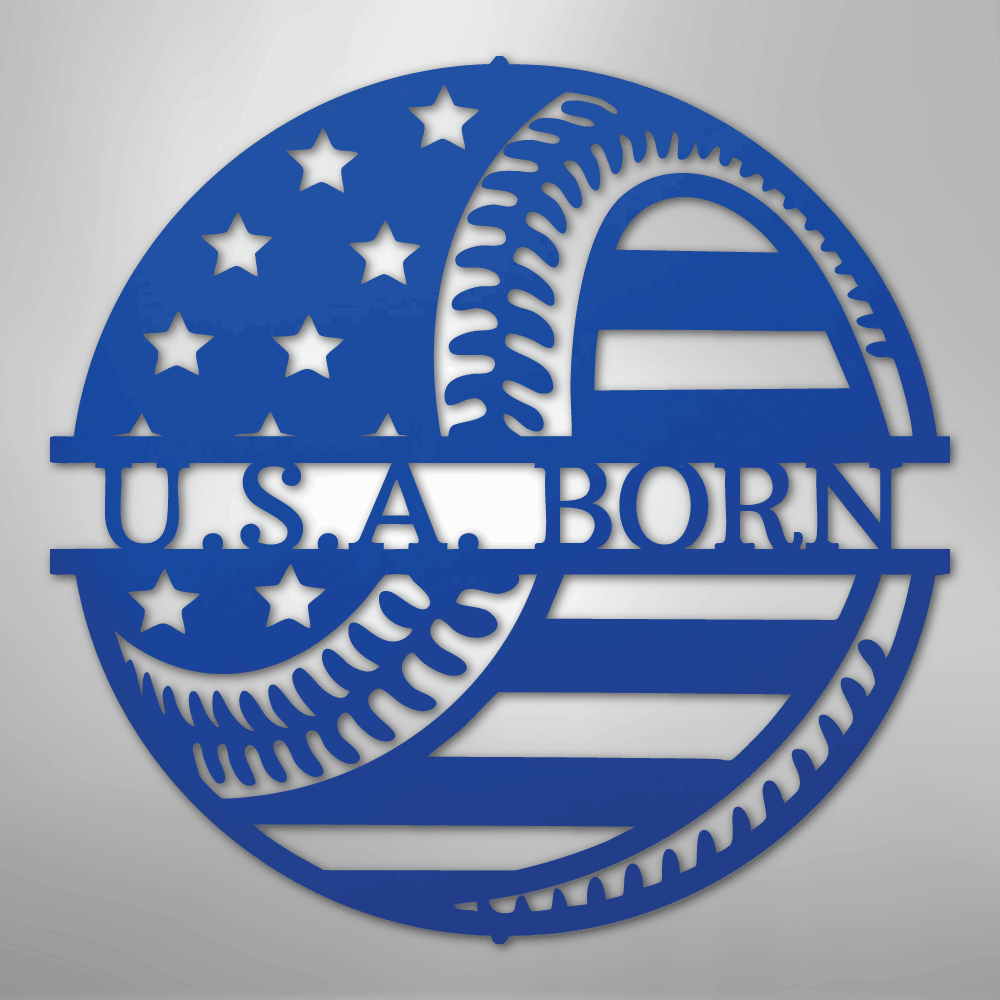 My Easy Monogram Steel Sign Blue / 24" America\'s Pastime - Metal Sign