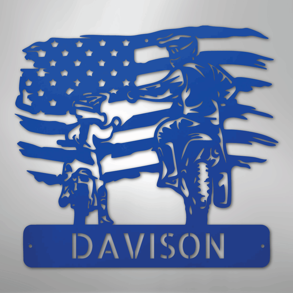 My Easy Monogram Steel Sign Blue / 24" American Motocross Family Monogram - Steel Sign