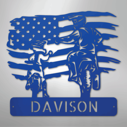 My Easy Monogram Steel Sign Blue / 24" American Motocross Family Monogram - Steel Sign
