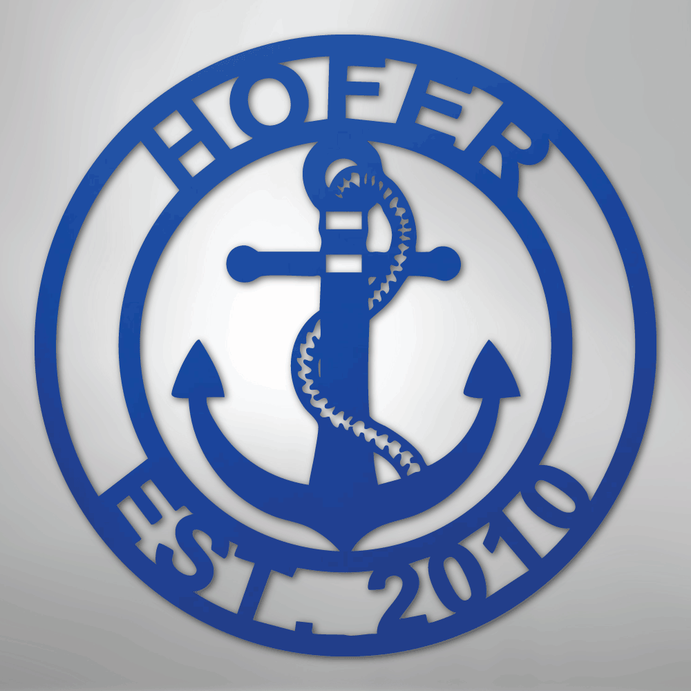 My Easy Monogram Steel Sign Blue / 24" Anchor Family Name - Steel Sign