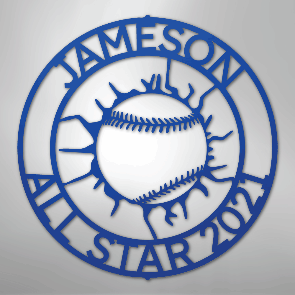 My Easy Monogram Steel Sign Blue / 24" Ball Wall Monogram