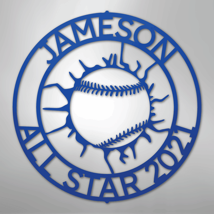 My Easy Monogram Steel Sign Blue / 24" Ball Wall Monogram