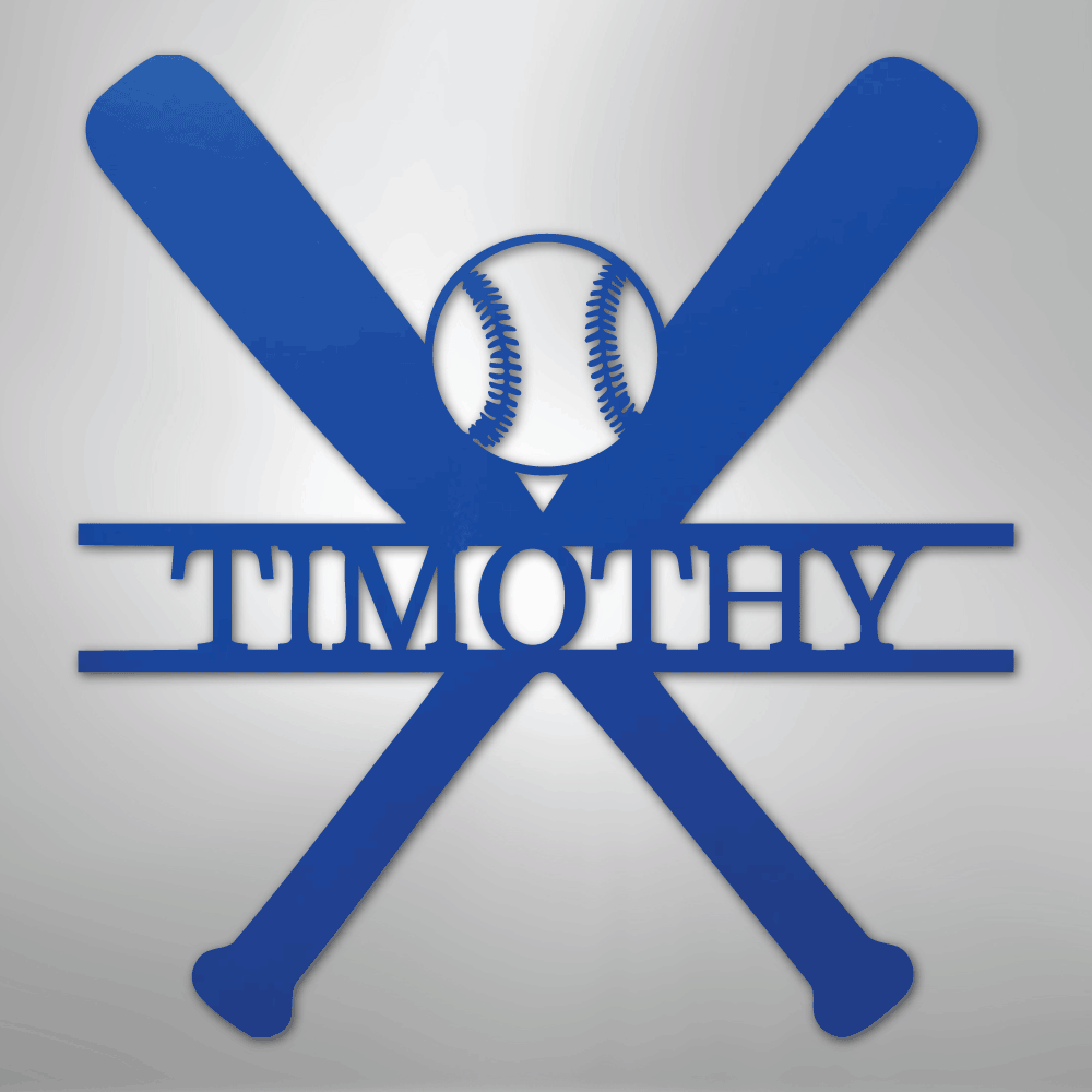My Easy Monogram Steel Sign Blue / 24" Batter Up - Metal Sign