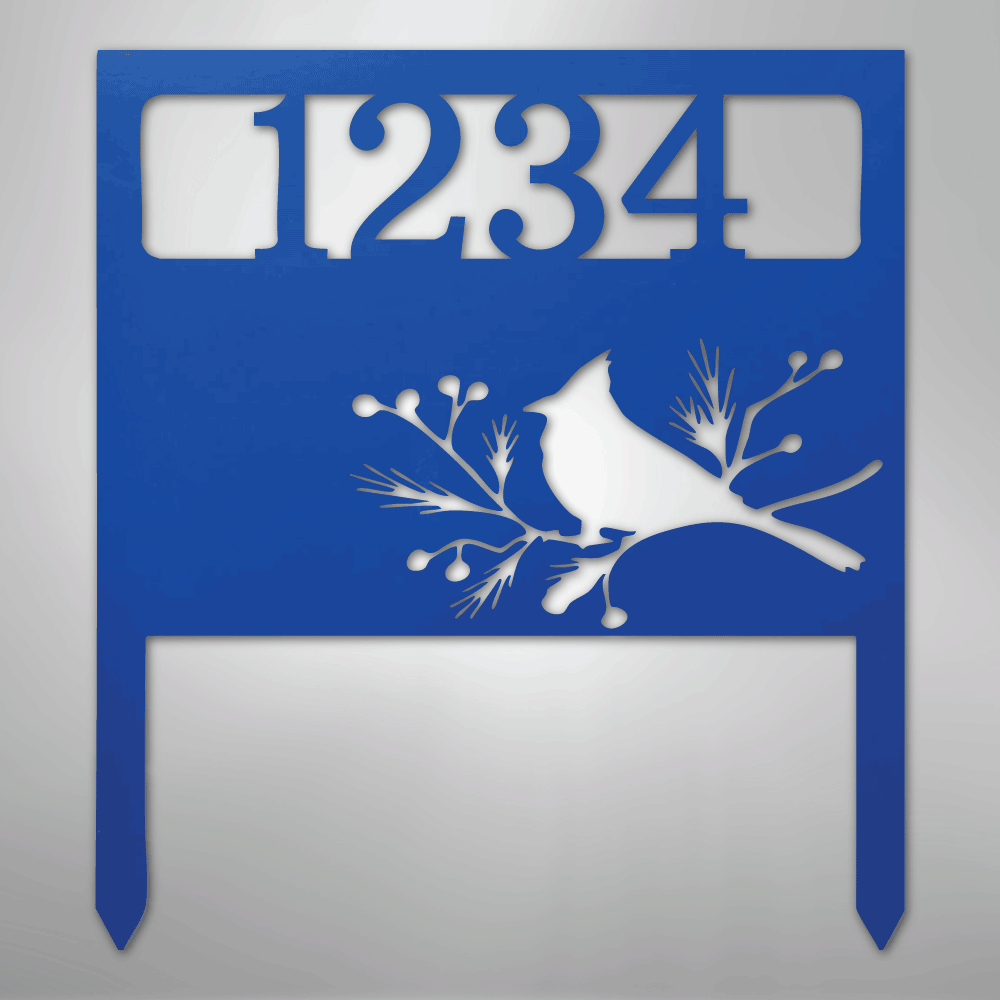 My Easy Monogram Steel Sign Blue / 24" Bird Yard Address Stake - Steel Sign