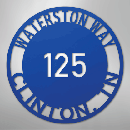 My Easy Monogram Steel Sign Blue / 24" Bold Circle Address - Steel Sign